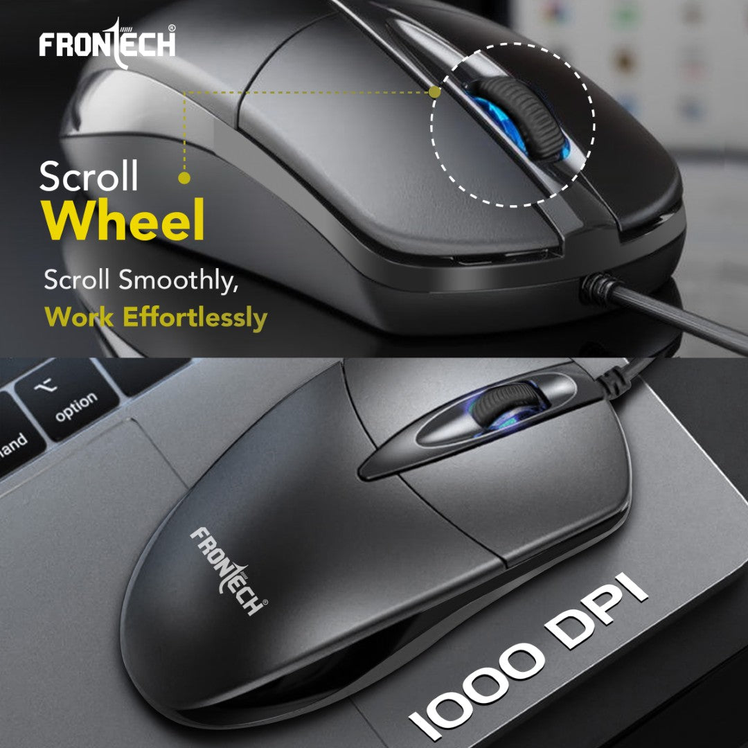 Frontech Wired Membrane Keyboard and Mouse Combo with Retractable Stands (KB-0012) Frontech Wired Membrane Keyboard and Mouse Combo with Retractable Stands (KB-0012)